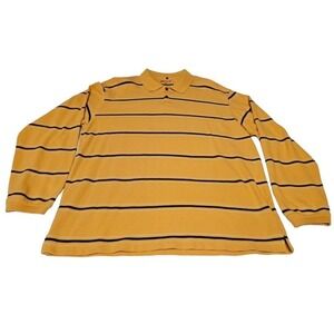 Arrow Polo Shirt Men's XL Yellow With Stripes‎ Long Sleeve Cotton *READ*